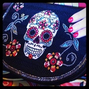Mary Frances Dia De Los Muertos beaded evening bag